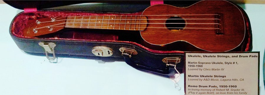 Martin Style 1 soprano ukulele in its case at the Museum of Making Music